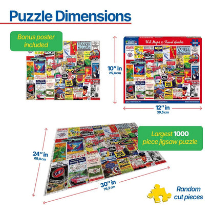 US Maps & Travel Guides (2163pz) - 1000 Piece Jigsaw Puzzle