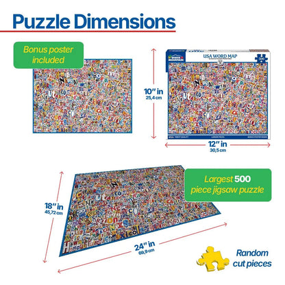 USA Word Map (2175pz) - 500 Piece Jigsaw Puzzle